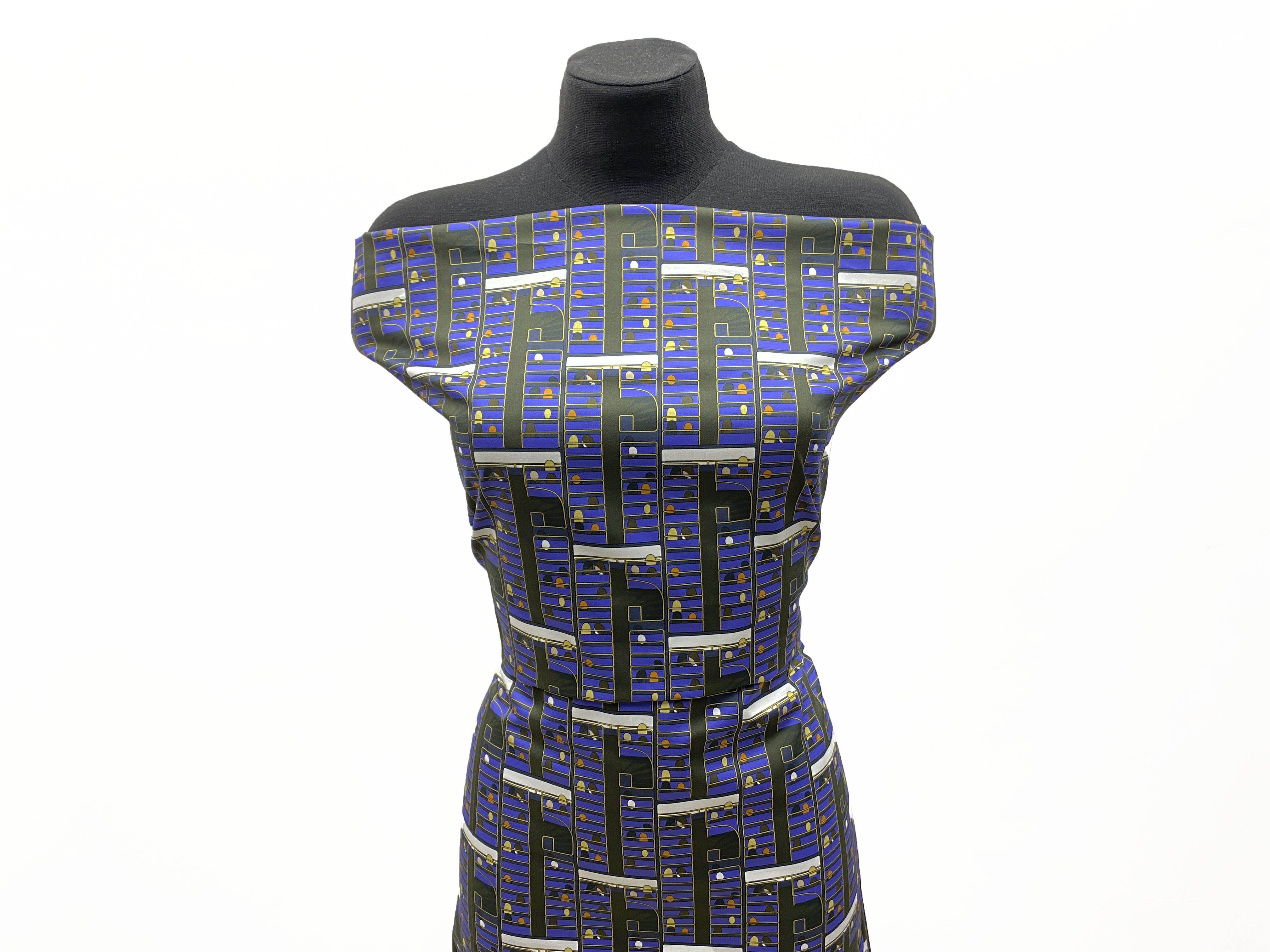 Ткань Ткань Хлопок  болотного цвета с принтом люди в автобусе  14127 5