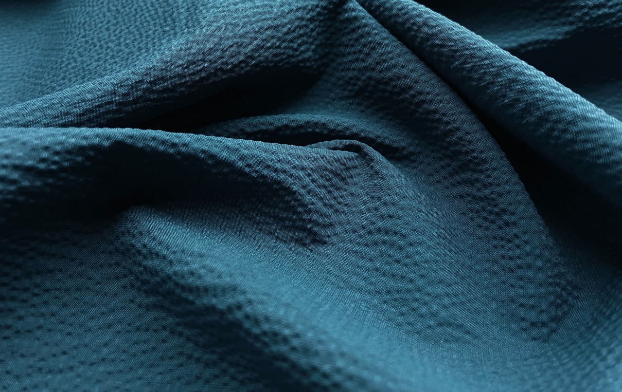 Ткань Сирсакер бирюзового цвета однотонная 14252 2